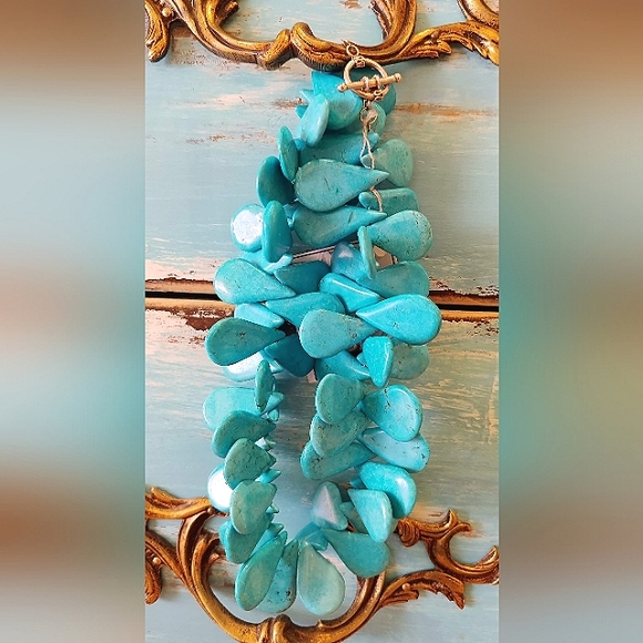 Real Turquoise chunky chocker necklace, one of a kind - handmade NWT - Picture 9 of 10